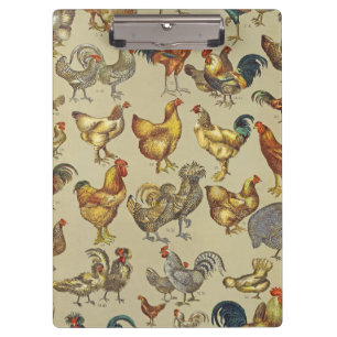 Carpeta De Pinza Patrón de gallo vintage: Arte de granja