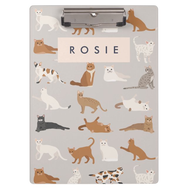 Carpeta De Pinza Patrón de gato con encanto monograma Amantes de ga (Anverso)