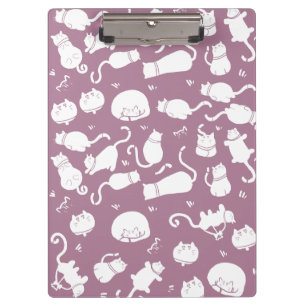 Carpeta De Pinza Patrón de gatos blancos lindos sobre fondo malva