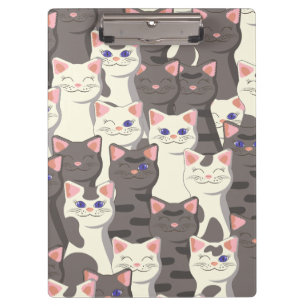 Carpeta De Pinza Patrón de gatos blancos y grises