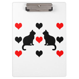 Carpeta De Pinza Patrón de gatos y corazones