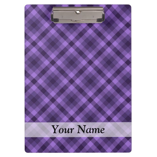 Carpeta De Pinza Patrón de gingham púrpura (Anverso)