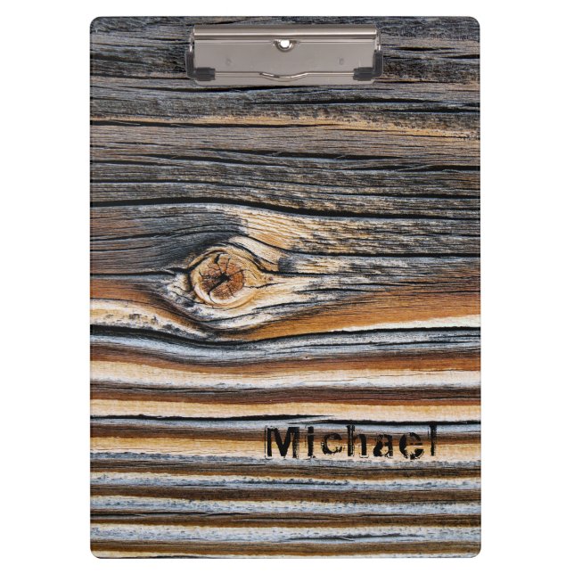 Carpeta De Pinza Patrón de grano de madera personalizado (Anverso)