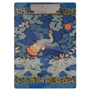 Carpeta De Pinza Patrón de grulla china vintage: azul imperial