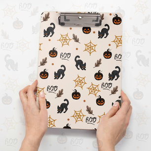 Carpeta De Pinza Patrón de Halloween de calabaza de gato negro lind