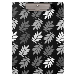 Carpeta De Pinza Patrón de hoja de anciano negro blanco gris