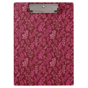 Carpeta De Pinza Patrón de hoja tropical floral borgoñona y rosa