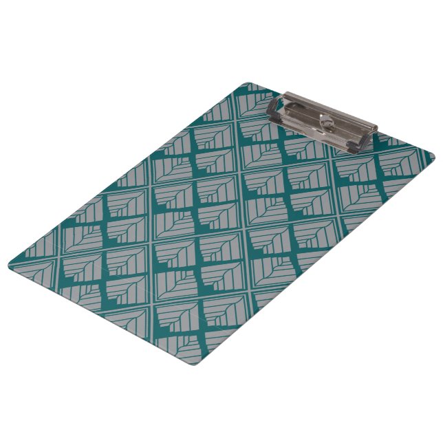 Carpeta De Pinza Patrón de hojas cuadradas Verde azulado neutro (Angular)