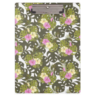Carpeta De Pinza Patrón de hojas de jungla tropical e hibisco