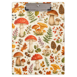 Carpeta De Pinza Patrón de hongo de otoño en acuarela