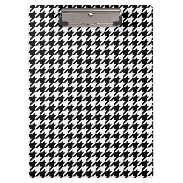 Carpeta De Pinza Patrón de Houndstap negro y blanco grande (Anverso)