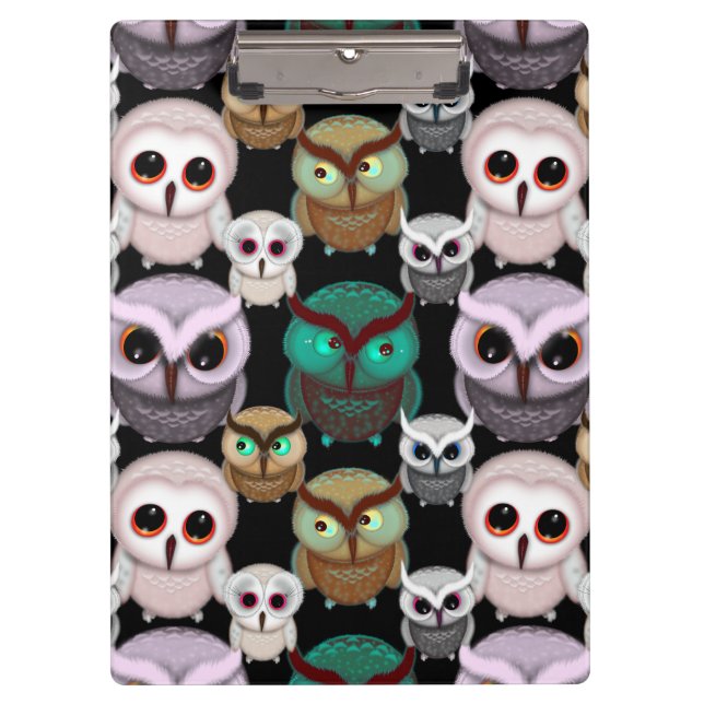Carpeta De Pinza Patrón de Ilustraciones de búho (Anverso)