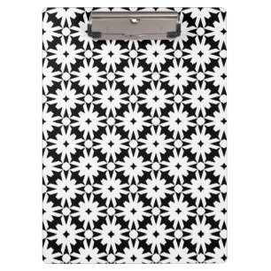Carpeta De Pinza Patrón de la cadena de flor del papel blanco negro