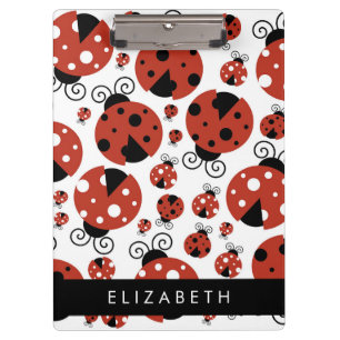 Carpeta De Pinza Patrón de Ladybugs, Ladybugs Rojos, Tu Nombre