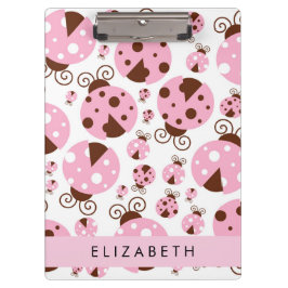 Carpeta De Pinza Patrón De Ladybugs, Ladybugs Rosados, Su Nombre