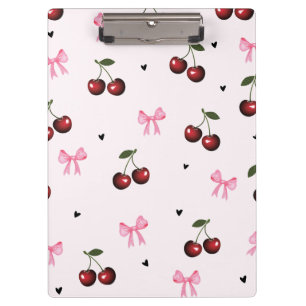 Carpeta De Pinza Patrón de lazos y cerezas rosadas - Estética Coque