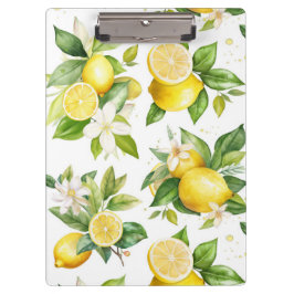 Carpeta De Pinza Patrón de limón, flores de limón, hojas, cítricos