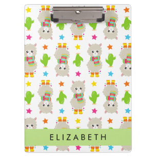 Carpeta De Pinza Patrón De Llamas, Alpacas, Cactus, Tu Nombre