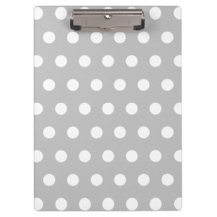 Carpeta De Pinza Patrón de lunares gris plateado y blanco
