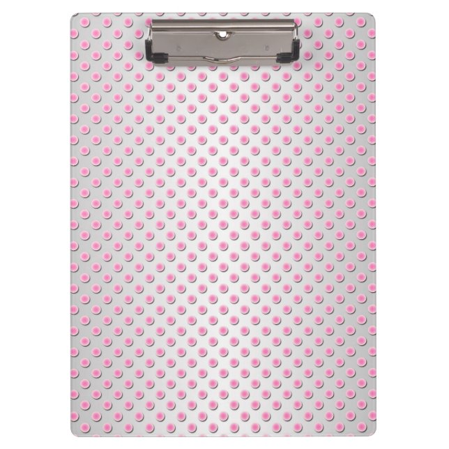 Carpeta De Pinza Patrón de lunares rosa y blanco plateado (Anverso)