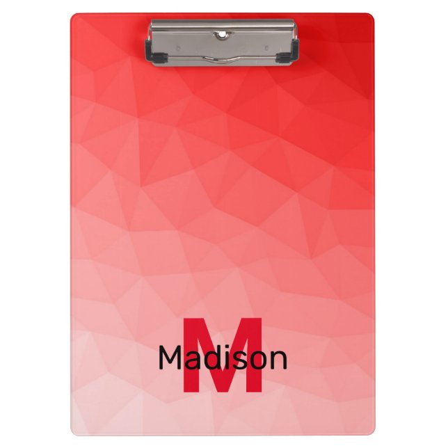 Carpeta De Pinza Patrón de malla geométrica con gradiente rojo Mono (Anverso)