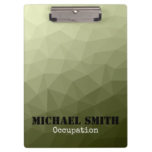 Carpeta De Pinza Patrón de malla geométrica verde claro del ejércit (Anverso)