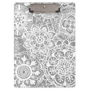Carpeta De Pinza Patrón de Mandala gris suave