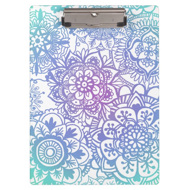 Carpeta De Pinza Patrón de Mandala púrpura azul Pastel (Anverso)