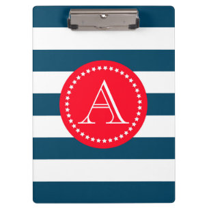 Carpeta De Pinza Patrón de marina azul y blanca