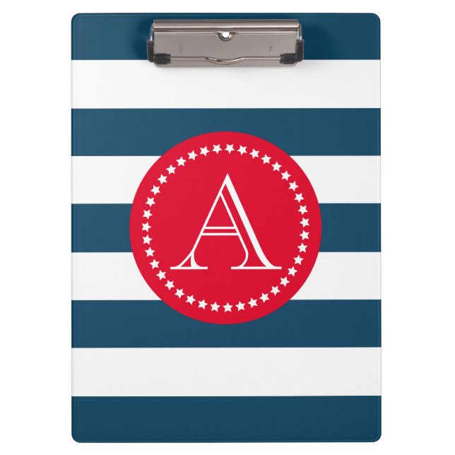 Carpeta De Pinza Patrón de marina azul y blanca (Anverso)