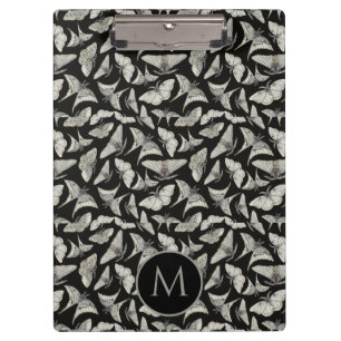 Carpeta De Pinza Patrón de mariposa negra polilla monogramada