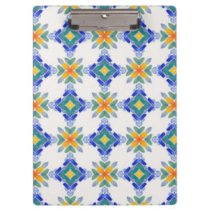 Carpeta De Pinza Patrón de mosaico verde azul naranja blanco
