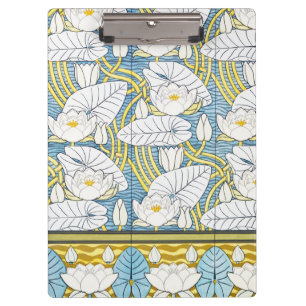 Carpeta De Pinza Patrón de Nenúfar Art Nouveau Verde Salvia