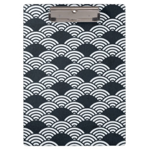Carpeta De Pinza Patrón de ondas Seigaiha azul y blanco de la marin