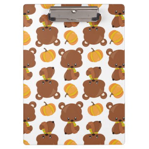 Carpeta De Pinza Patrón De Osos, Osos Cubiertos, Caída, Calabazas