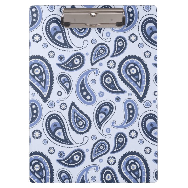 Carpeta De Pinza Patrón de Paisley Azul (Anverso)