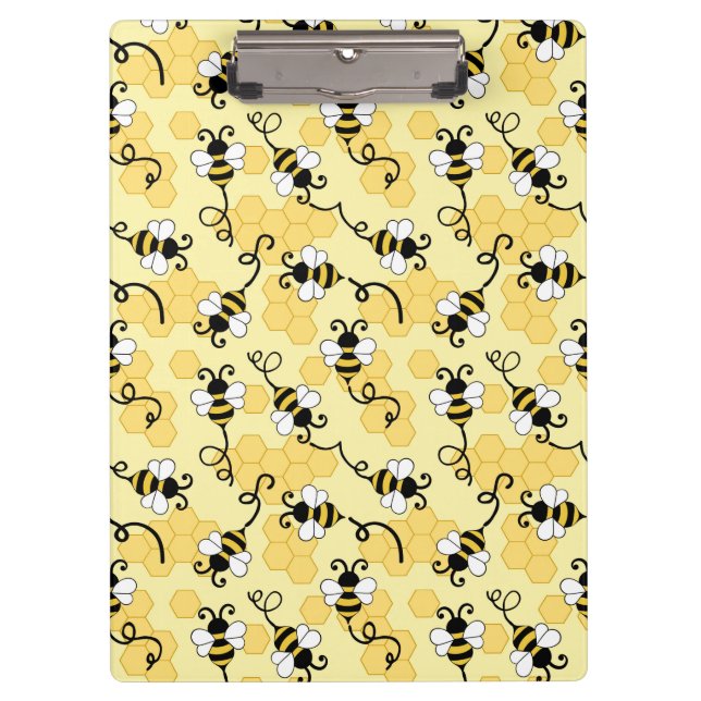 Carpeta De Pinza Patrón de pequeñas abejas. (Anverso)