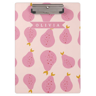Carpeta De Pinza Patrón de pera rosa personalizado Fruta femenina l