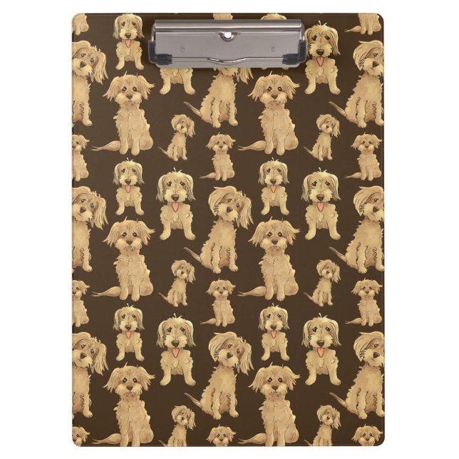 Carpeta De Pinza Patrón de perro Marrón labradoodle goldendoodle (Anverso)