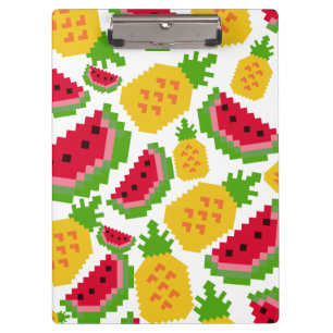 Carpeta De Pinza Patrón de píxeles de sandía tropical y piña