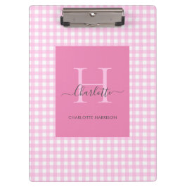 Carpeta De Pinza Patrón de plancha rosado de Gingham personalizado 