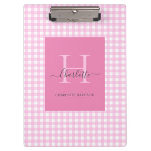 Carpeta De Pinza Patrón de plancha rosado de Gingham personalizado