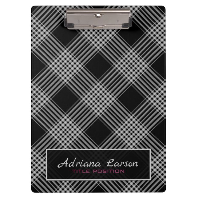 Carpeta De Pinza Patrón De Plantas Gris Y Negras (Anverso)