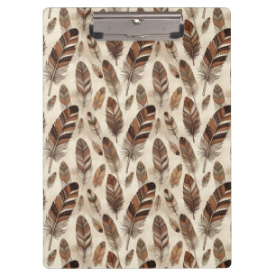 Carpeta De Pinza Patrón de pluma boho