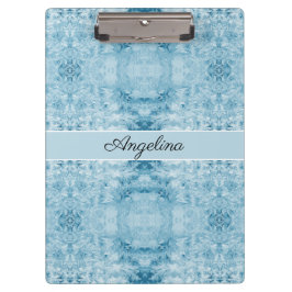 Carpeta De Pinza Patrón de plumas azules y blancas, personalizable