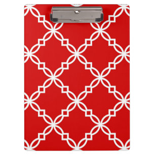 Carpeta De Pinza Patrón de quatrefoil rojo y blanco