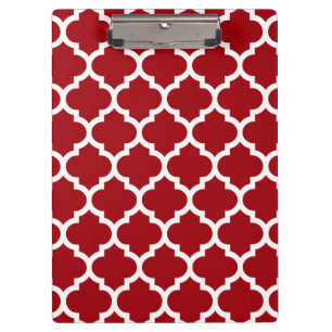 Carpeta De Pinza Patrón de Quatrefol de Cranberry Red White Marruec