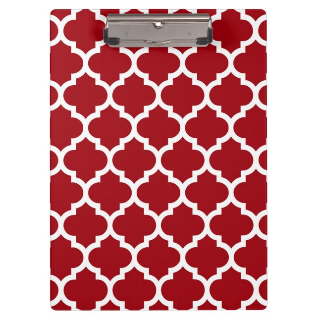 Carpeta De Pinza Patrón de Quatrefol de Cranberry Red White Marruec (Anverso)
