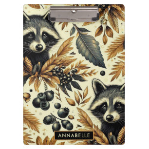 Carpeta De Pinza Patrón de Racoon de Vintage