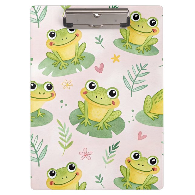 Carpeta De Pinza Patrón de ranas lindas (Anverso)